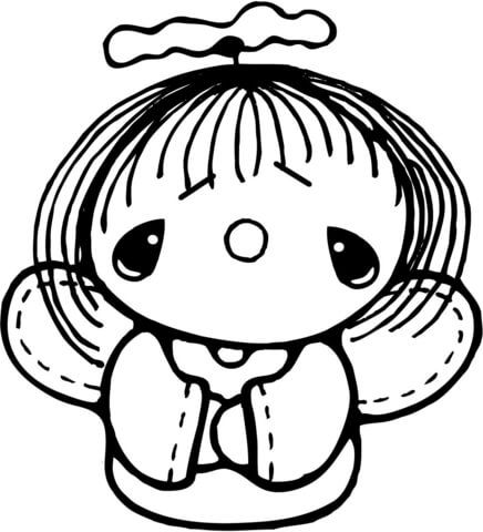 Sad Tiny Angel Coloring Page